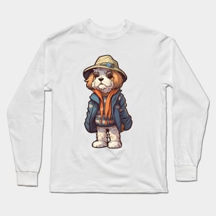 A cute dog wearing street fashion Long Sleeve T-Shirt